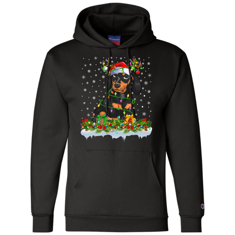 Dachshund Family Matching Xmas Lighting Santa Dachshund Doxie Christma Champion Hoodie by pester | Artistshot