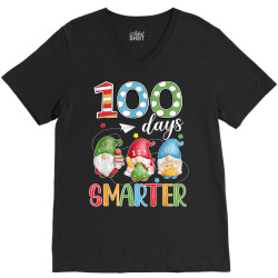 100 days smarter gnome V-Neck Tee | Artistshot