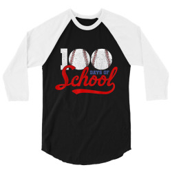100th day baseball teacher 3/4 Sleeve Shirt | Artistshot