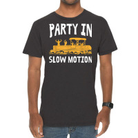 Party In Slow Motion   Pontoon Boat Captain Mens Lake T Shirt Vintage T-shirt | Artistshot