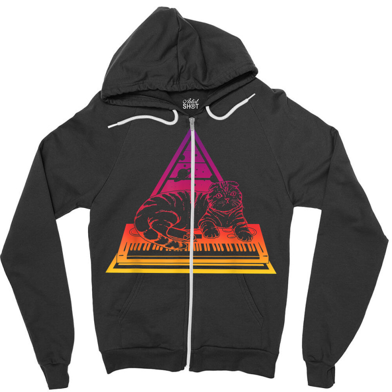 Synthesizer Cat Techno Synth Analog T Shirt Zipper Hoodie | Artistshot