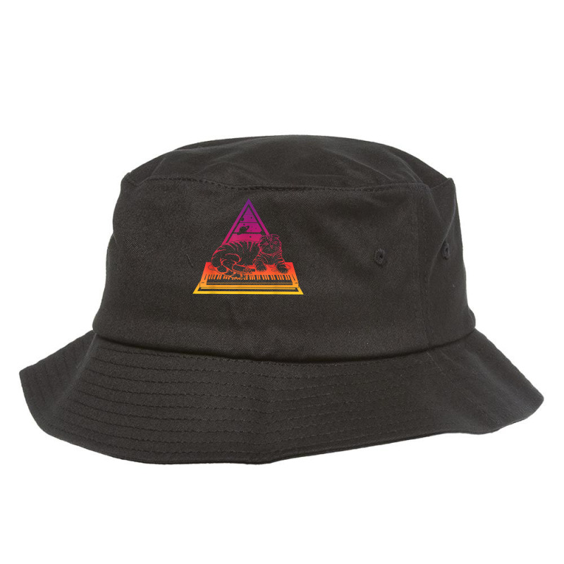 Synthesizer Cat Techno Synth Analog T Shirt Bucket Hat | Artistshot