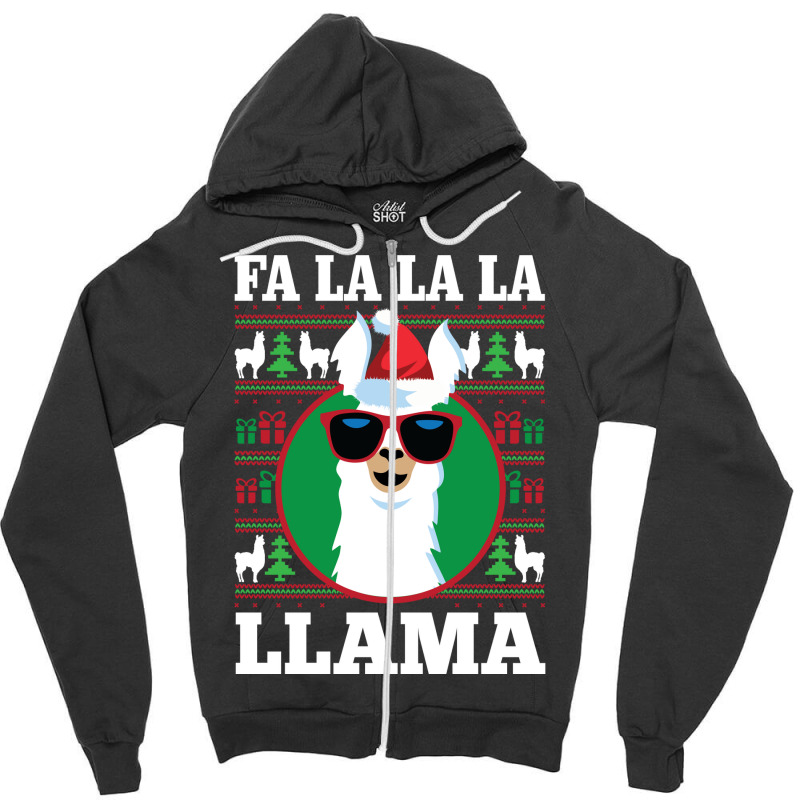 Fa La La Llama Ugly Christmas Long Sleeve Shirt Zipper Hoodie | Artistshot