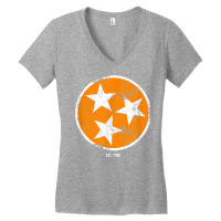 Tennessee Shirt State Flag Orange & White Vintage Est. 1796 Women's V-neck T-shirt | Artistshot