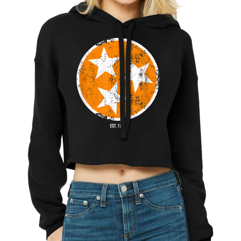 Tennessee Shirt State Flag Orange & White Vintage Est. 1796 Cropped Hoodie by milkeyderamse | Artistshot