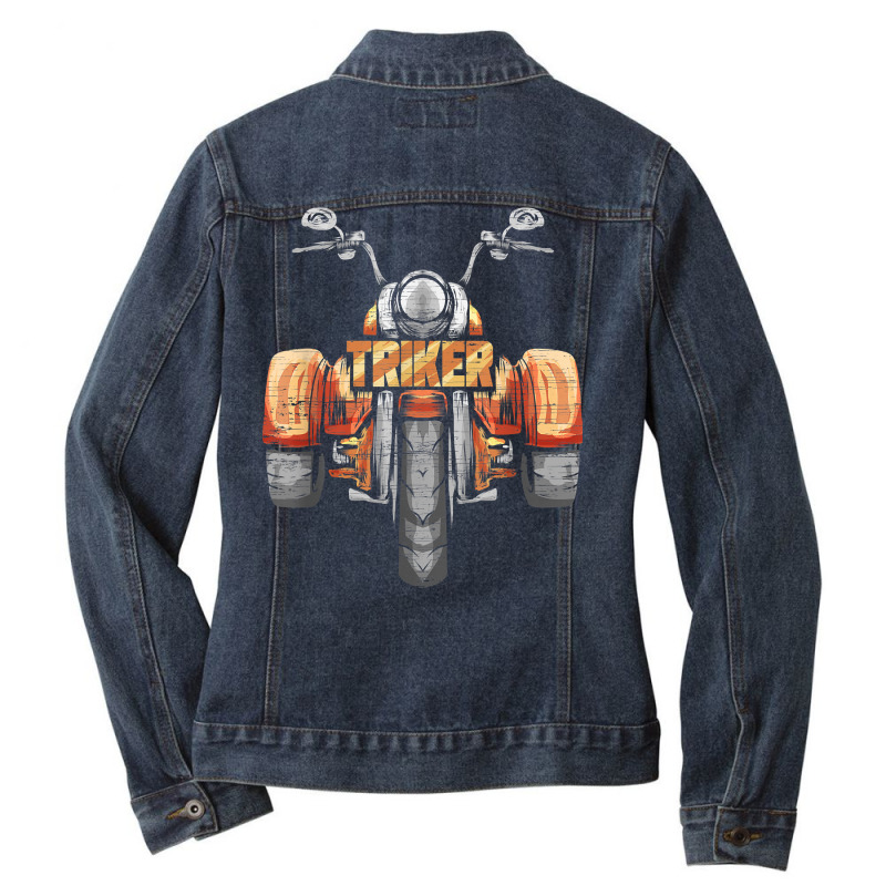 Triker Motortrike Motorcycle Trike Three Wheeler Biker Gift T Shirt Ladies Denim Jacket by vorgasofaguiarb | Artistshot