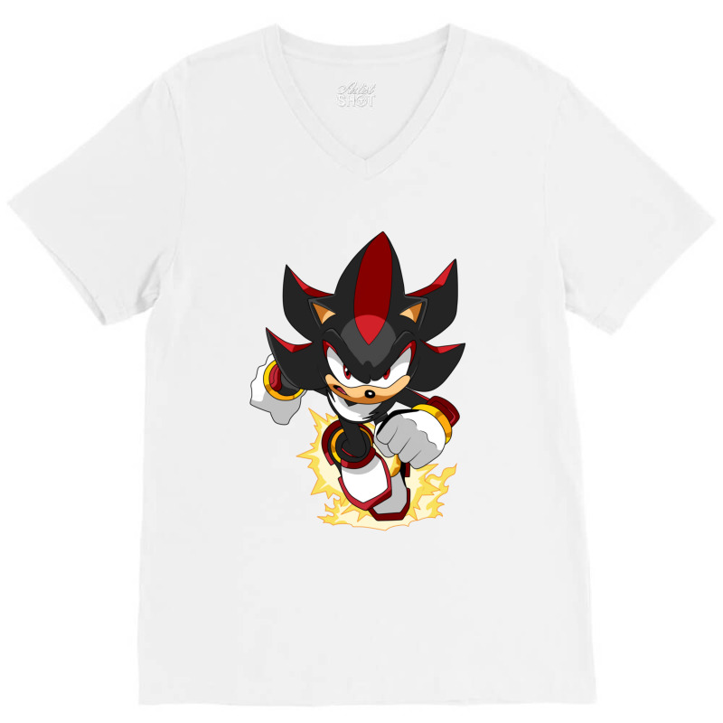 Black Super Hedgehog Running Forward V-neck Tee | Artistshot