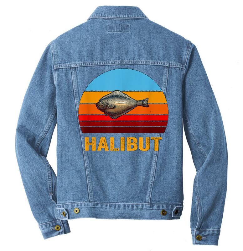 Retro Vintage Style Sunset Halibut T Shirt Men Denim Jacket. By Artistshot