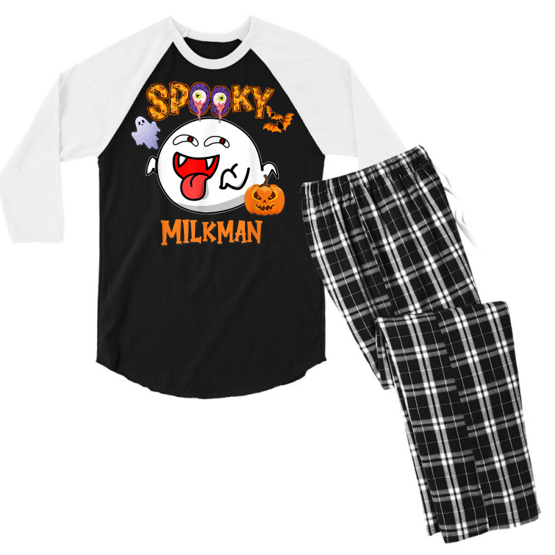 Boo Halloween Costume Spooky Milkman T Shirt Men's 3/4 Sleeve Pajama Set by spizerrleppleq | Artistshot