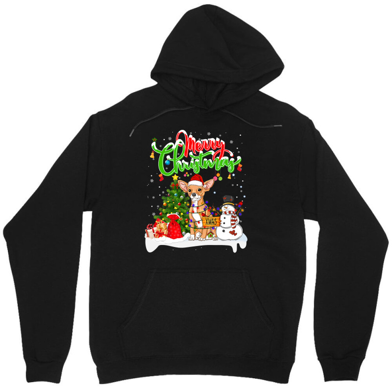 Chihuahua Xmas Lighting Matching Santa Chihuahua Dog Wearing Christmas Unisex Hoodie by pester | Artistshot