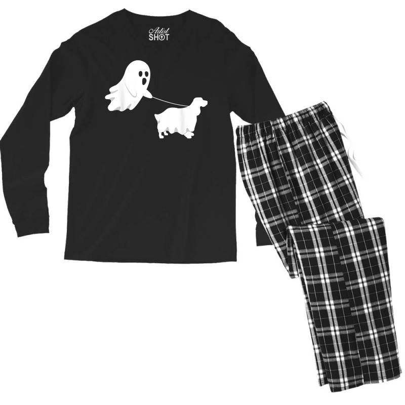 Ghost English Springer Spaniel Funny Boo Halloween Costume T Shirt Men's Long Sleeve Pajama Set | Artistshot