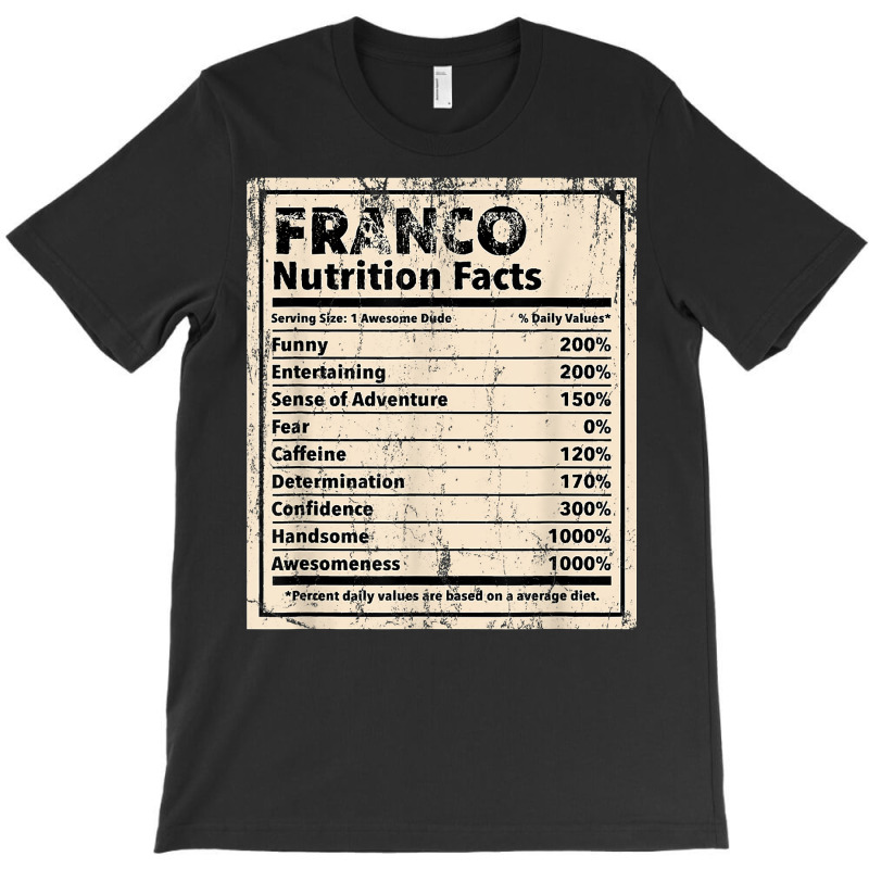 Franco Nutrition Facts Funny Name Humor Nickname T Shirt T-Shirt by spizerrleppleq | Artistshot