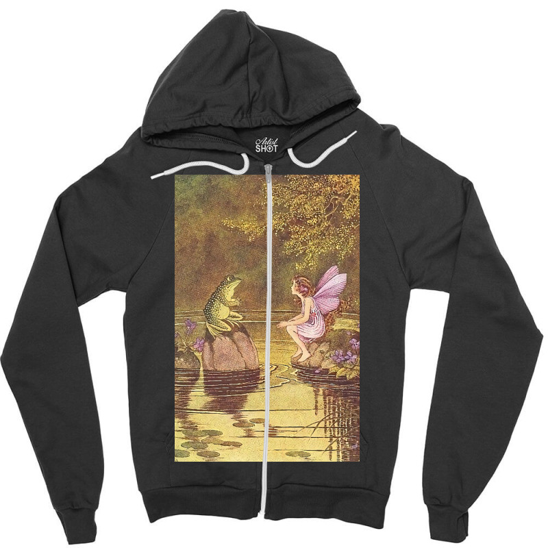 Flower Fairy Talking To A Toad Sticker Zipper Hoodie | Artistshot