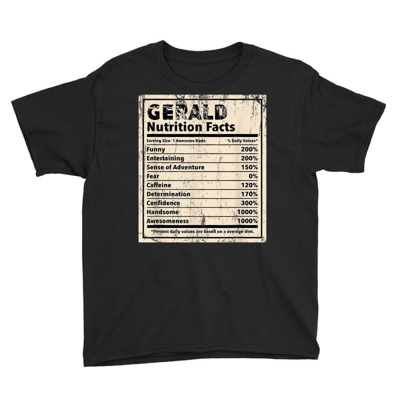 Gerald Nutrition Facts Funny Name Humor Nickname T Shirt Youth Tee by spizerrleppleq | Artistshot