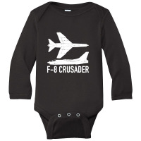 F8 Crusader Jet Fighter Plane Long Sleeve Baby Bodysuit | Artistshot