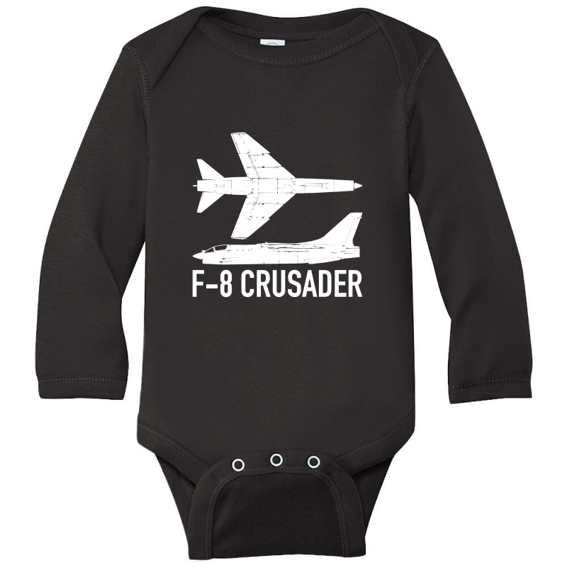 F8 Crusader Jet Fighter Plane Long Sleeve Baby Bodysuit | Artistshot