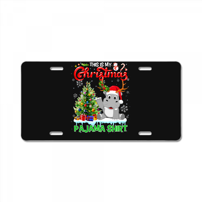 Hippopotamus This Is My Christmas Pajamas Hippopotamus Santa Reindeer  License Plate | Artistshot