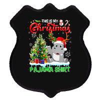 Hippopotamus This Is My Christmas Pajamas Hippopotamus Santa Reindeer  Shield Patch | Artistshot