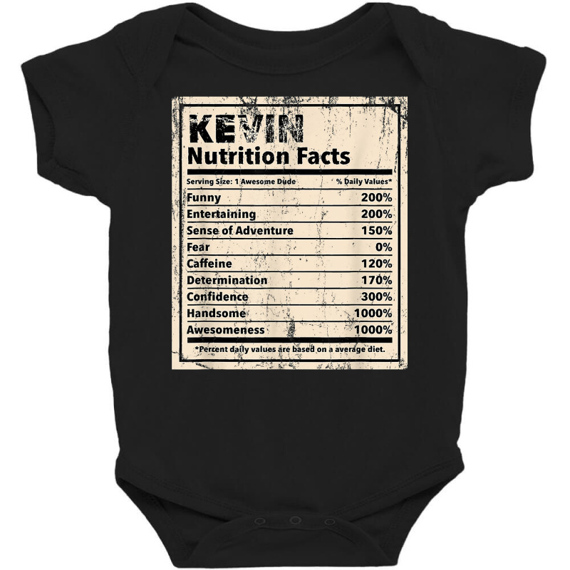 Kevin Nutrition Facts Funny Name Humor Nickname Sarcasm T Shirt Baby Bodysuit by spizerrleppleq | Artistshot