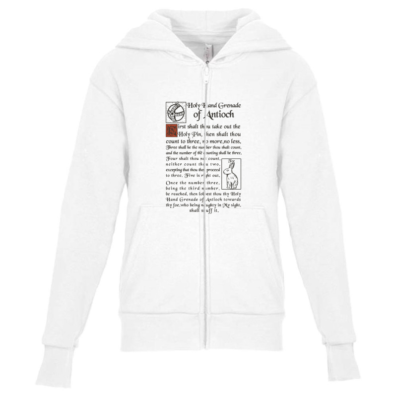 Holy Hand Grenade Script Holy Grail Youth Zipper Hoodie | Artistshot