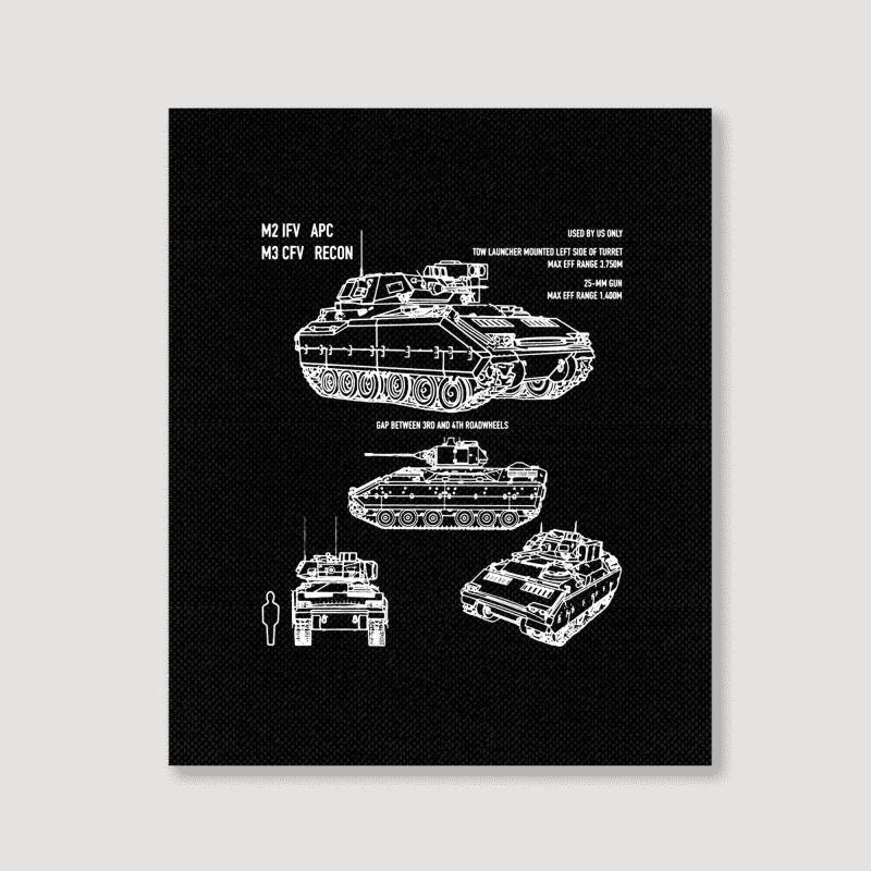 M2 Bradley Ifv M3 Cfv Us Army Recon Blueprint Portrait Canvas Print by naeshastores | Artistshot