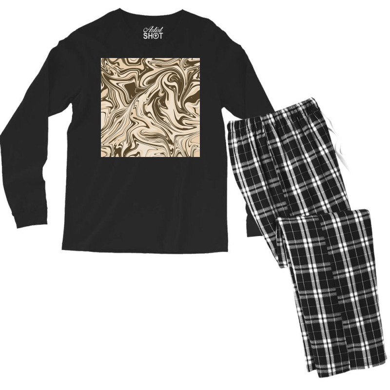 Cream Chocolate Abstract Marble Men's Long Sleeve Pajama Set | Artistshot