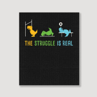 The Struggle Is Real I Dinosaur Gym I Trex Music Vintage Retro Portrait Canvas Print | Artistshot