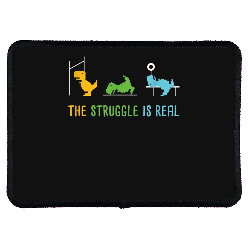 The Struggle Is Real I Dinosaur Gym I Trex Music Vintage Retro Rectangle Patch | Artistshot