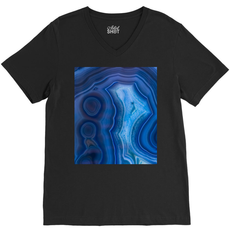 Deep Blue Lagoon Agate Canvas V-neck Tee | Artistshot