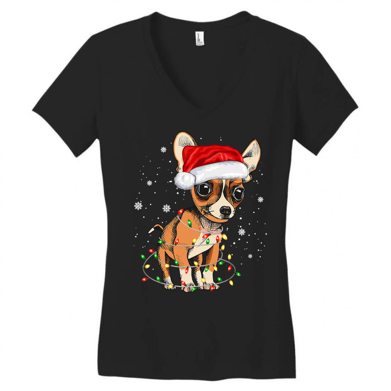 Chihuahua Dog Tree Christmas Light Xmas Pajama Matching 358 Women's V-Neck T-Shirt by pester | Artistshot