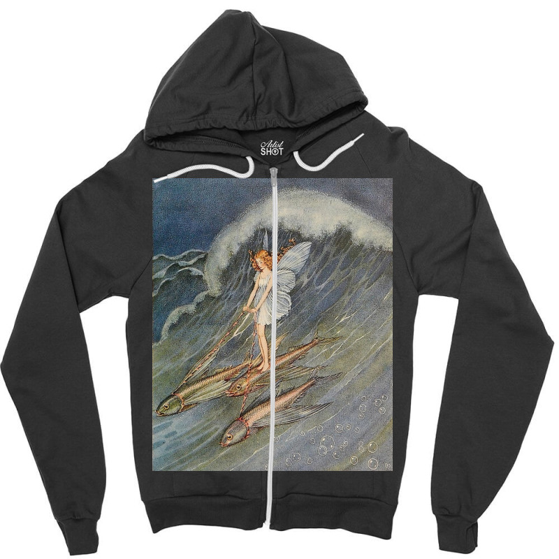 Flower Fairy On A Wave Zipper Hoodie | Artistshot