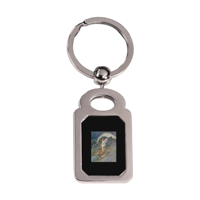 Flower Fairy On A Wave Silver Rectangle Keychain | Artistshot