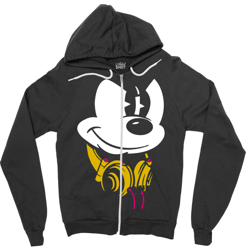 Mouse Headphones Zipper Hoodie by AllStar | Artistshot