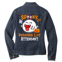 Boo Halloween Costume Spooky Parking Lot Attendant T Shirt Ladies Denim Jacket | Artistshot