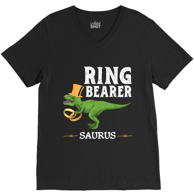 Trex Dinosaur Wedding Party - Ring Bearer Saurus Funny Men V-neck Tee | Artistshot