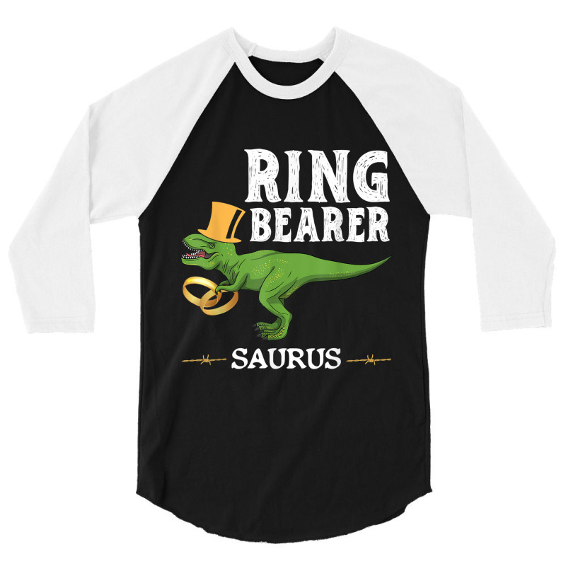 Trex Dinosaur Wedding Party - Ring Bearer Saurus Funny Men 3/4 Sleeve Shirt | Artistshot