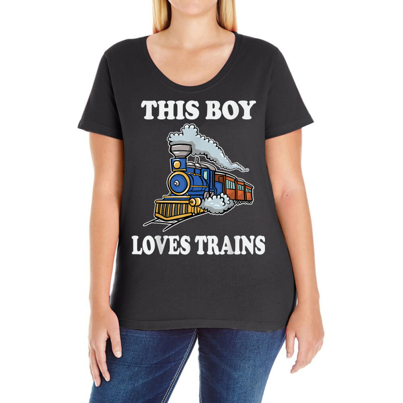 This Boy Loves Trains Gift Train Wagon Lover Gifts T Shirt Ladies Curvy T-Shirt by gellisjkbegayphe | Artistshot