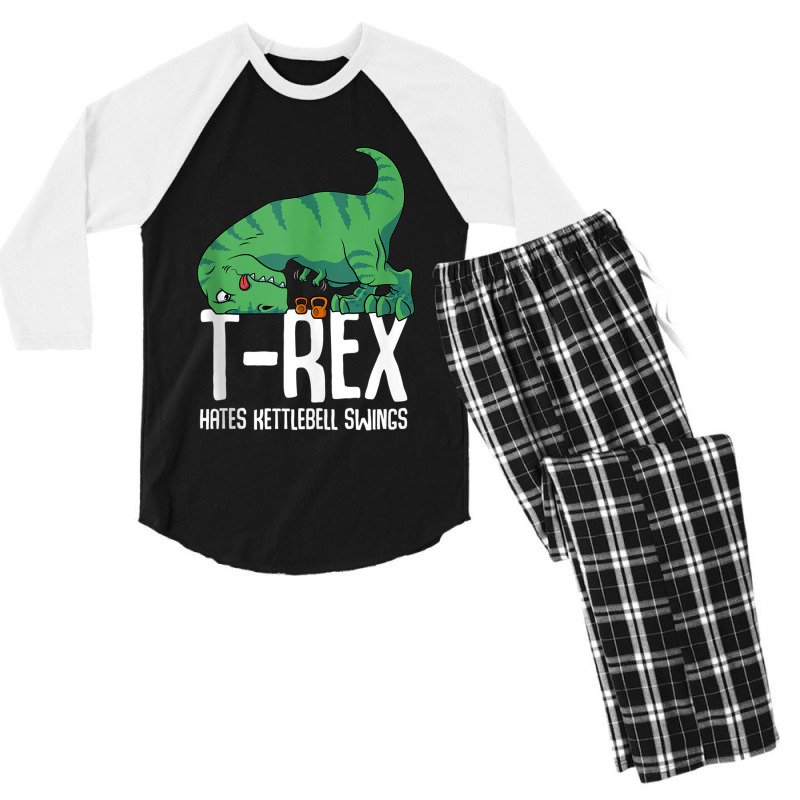 T-rex Hates Kettlebell Gym Short Arms Dino Lover Funny Trex For Mens W Men's 3/4 Sleeve Pajama Set | Artistshot