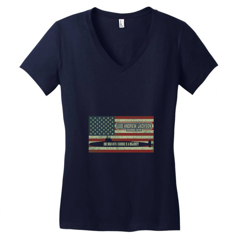 Uss Andrew Jackson Ssbn 619 Nuclear Ballistic Missile Submarine Women's V-Neck T-Shirt by naeshastores | Artistshot