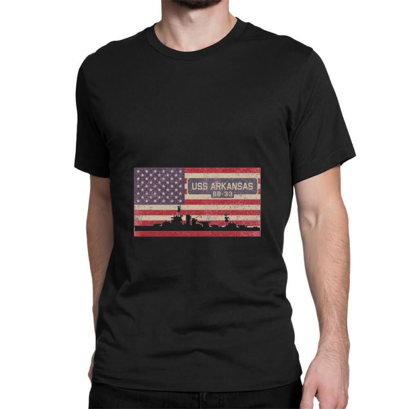 Uss Arkansas Bb 33 Battleship Vintage Usa Flag Gift Classic T-shirt by naeshastores | Artistshot