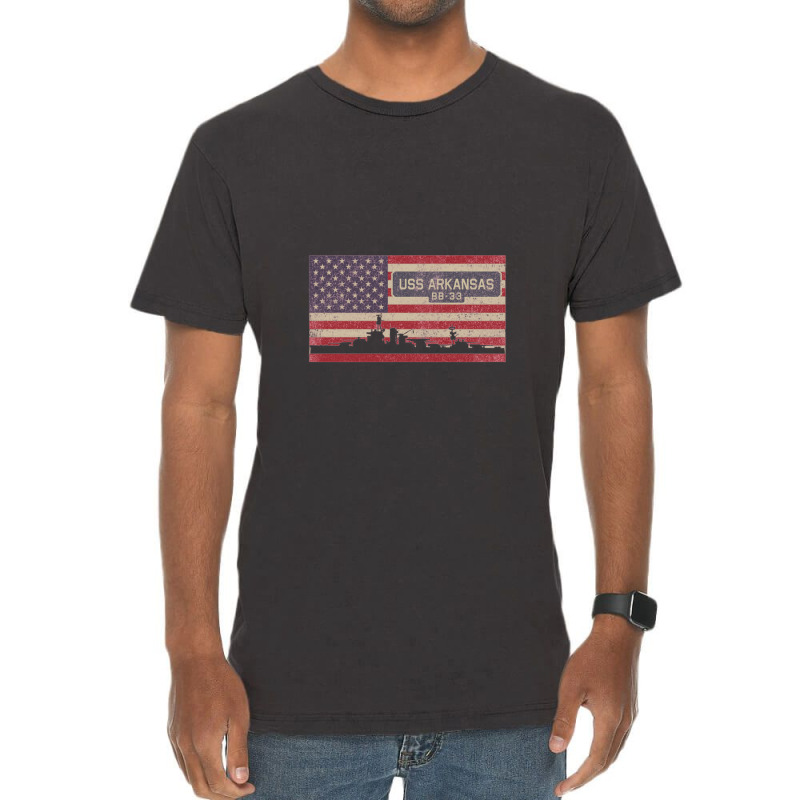 Uss Arkansas Bb 33 Battleship Vintage Usa Flag Gift Vintage T-Shirt by naeshastores | Artistshot