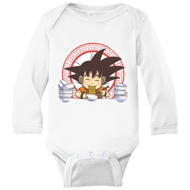 Little Goku Eating Noodles Long Sleeve Baby Bodysuit by Ha Thu | Artistshot