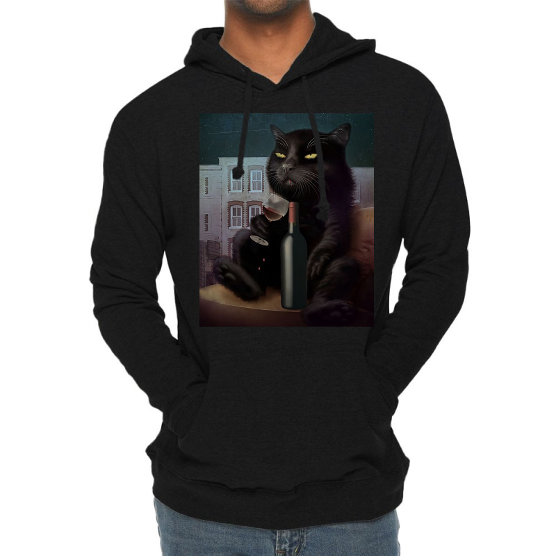 Black Cat Drink Forget Things 3 Lightweight Hoodie | Artistshot