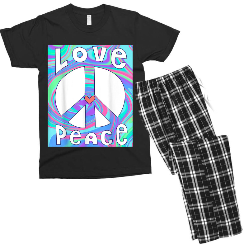 Peace Sign Love T Shirt 60s 70s Tie Die Hippie Costume Characters Vide Men's T-shirt Pajama Set | Artistshot