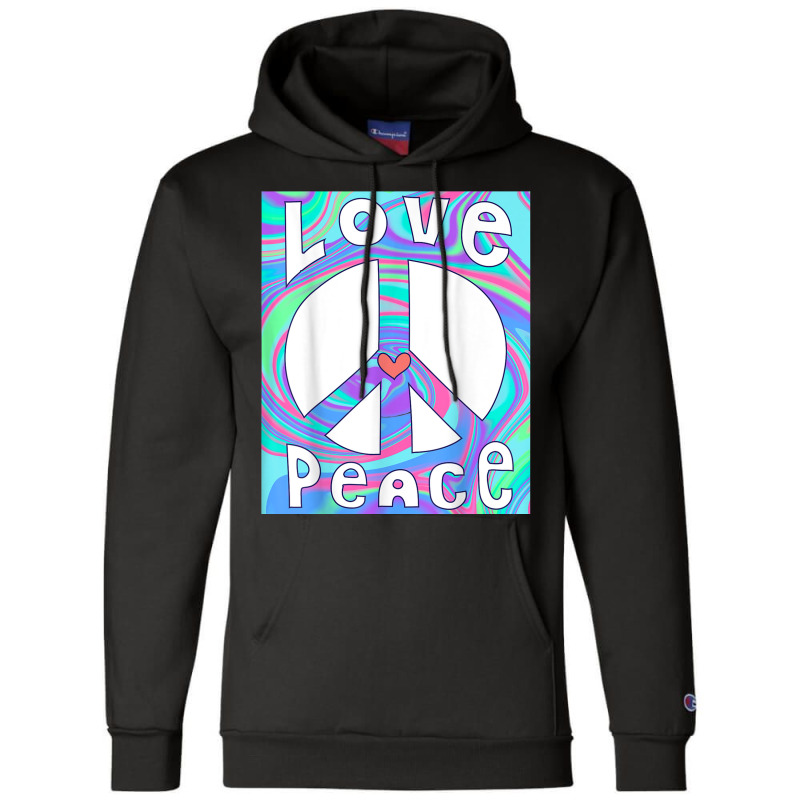 Peace Sign Love T Shirt 60s 70s Tie Die Hippie Costume Characters Vide Champion Hoodie | Artistshot