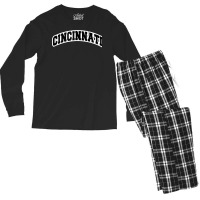 Cincinnati Ohio Varsity Style Vintage Red Tank Top Men's Long Sleeve Pajama Set | Artistshot