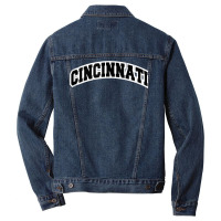 Cincinnati Ohio Varsity Style Vintage Red Tank Top Men Denim Jacket | Artistshot