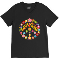 Peace Sign Love T Shirt 60s 70s Tie Dye Hippie Costume Arts Characters V-neck Tee | Artistshot