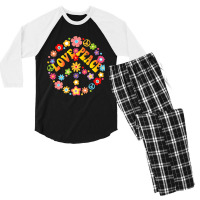 Peace Sign Love T Shirt 60s 70s Tie Dye Hippie Costume Arts Characters Men's 3/4 Sleeve Pajama Set | Artistshot