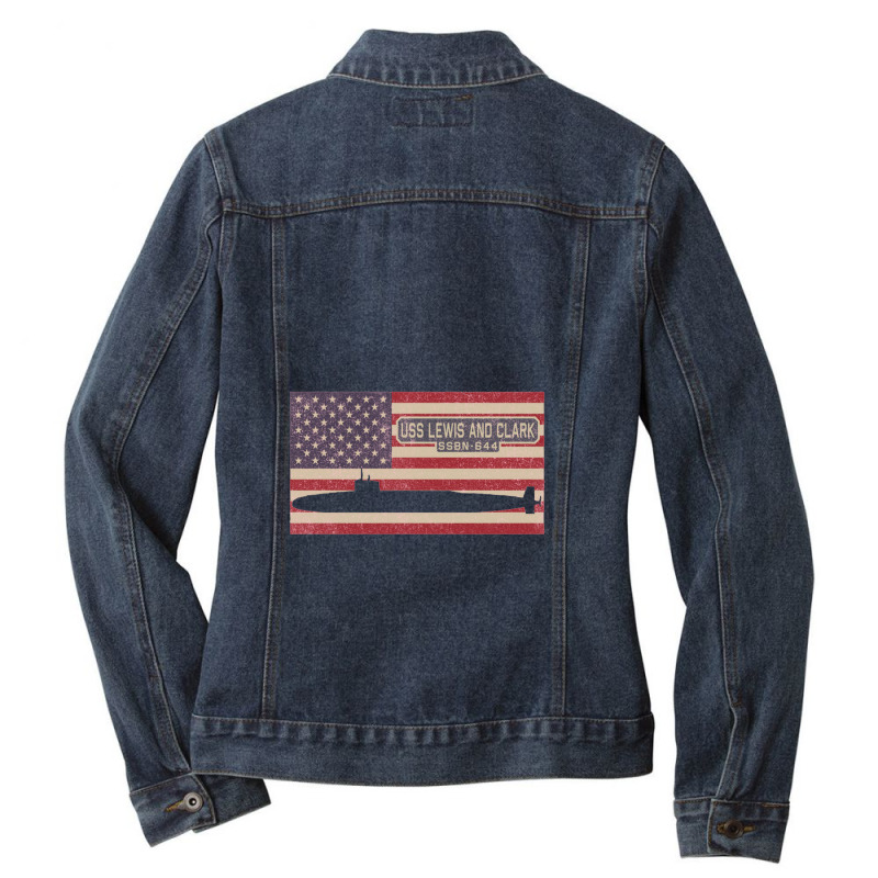 Uss Lewis And Clark Ssbn 644 Benjamin Franklin Class Ballistic Missile Ladies Denim Jacket by naeshastores | Artistshot